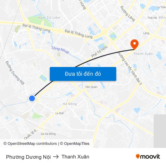 Phường Dương Nội to Thanh Xuân map