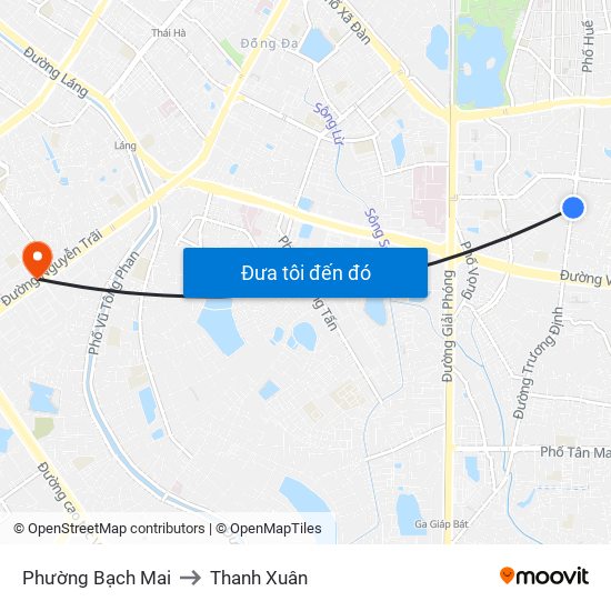 Phường Bạch Mai to Thanh Xuân map