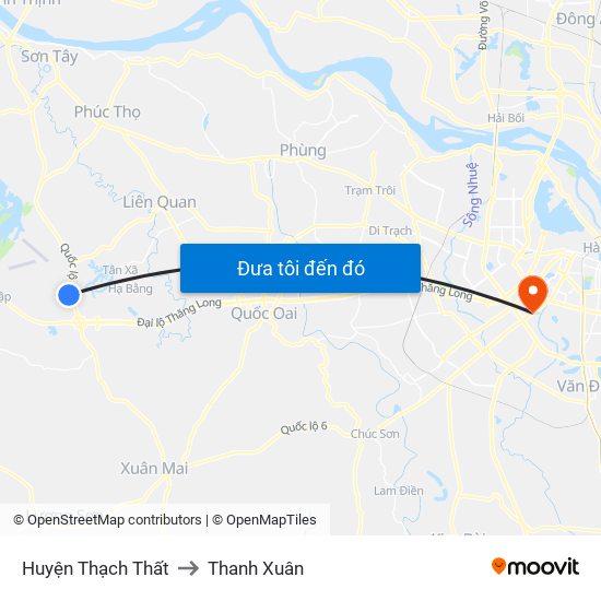 Huyện Thạch Thất to Thanh Xuân map