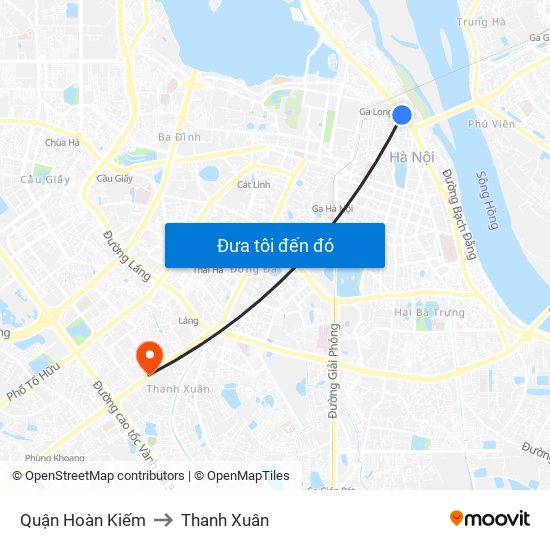 Quận Hoàn Kiếm to Thanh Xuân map