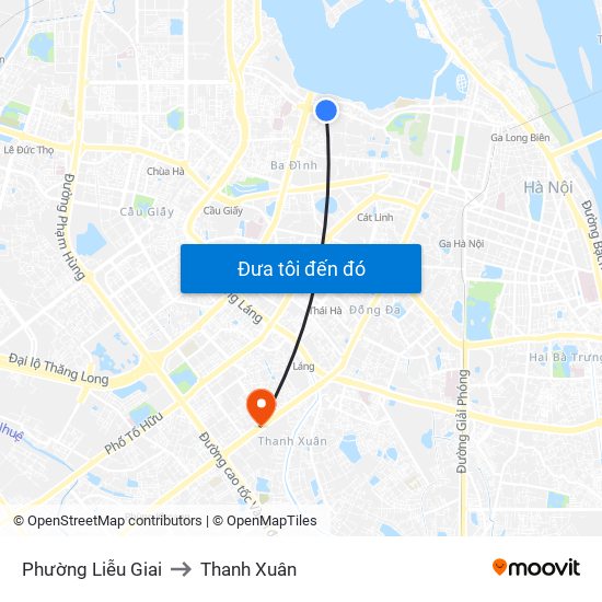 Phường Liễu Giai to Thanh Xuân map