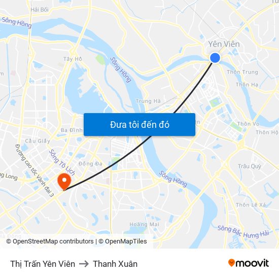 Thị Trấn Yên Viên to Thanh Xuân map