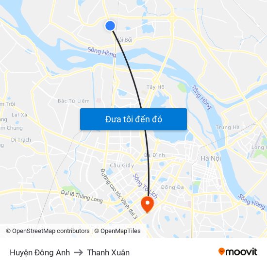 Huyện Đông Anh to Thanh Xuân map
