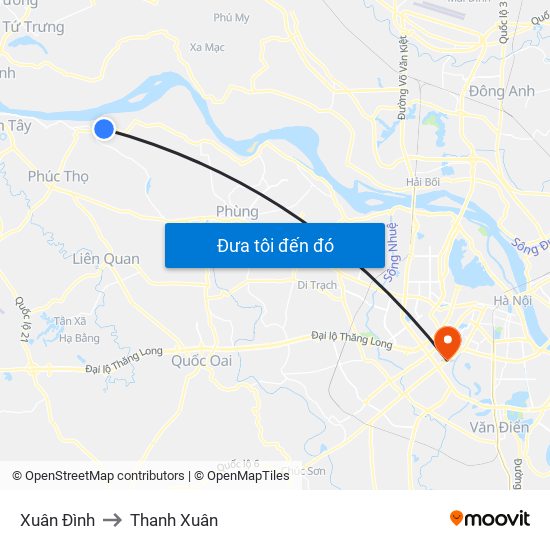 Xuân Đình to Thanh Xuân map