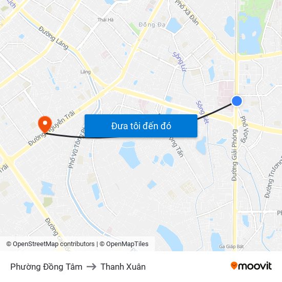 Phường Đồng Tâm to Thanh Xuân map