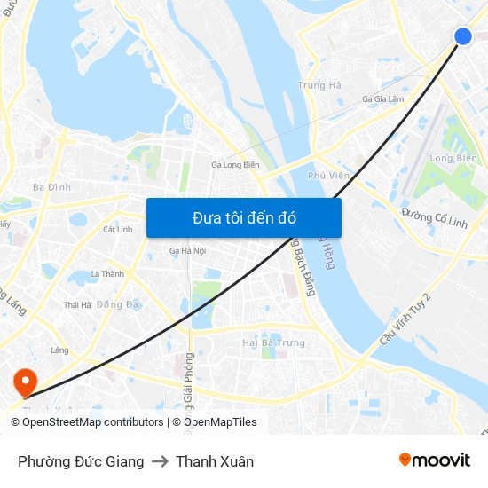 Phường Đức Giang to Thanh Xuân map