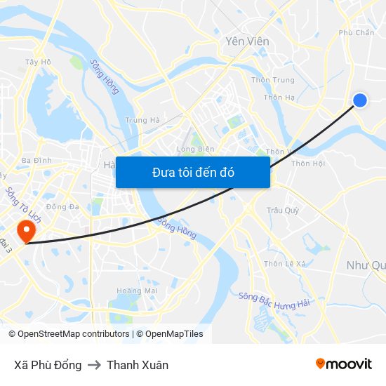 Xã Phù Đổng to Thanh Xuân map