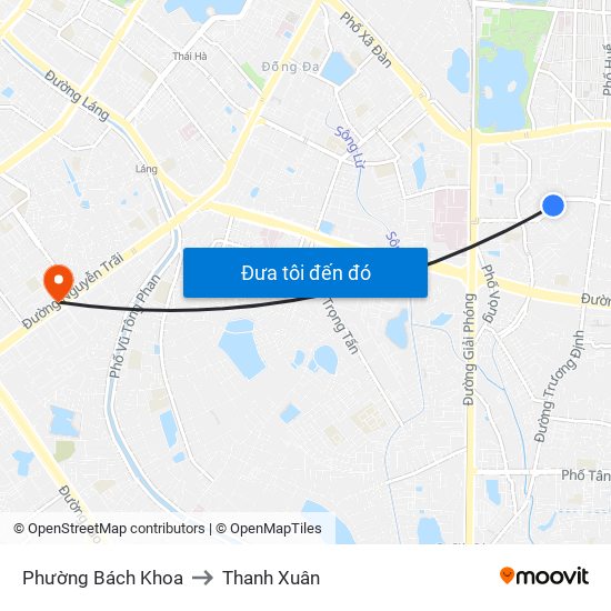 Phường Bách Khoa to Thanh Xuân map