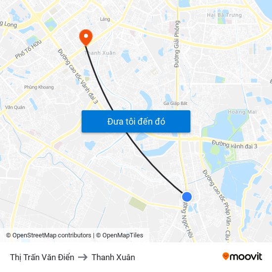 Thị Trấn Văn Điển to Thanh Xuân map