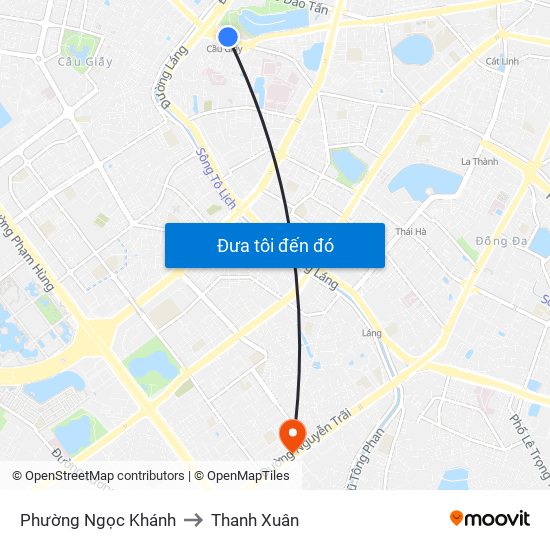 Phường Ngọc Khánh to Thanh Xuân map