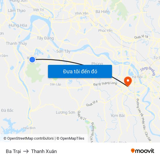 Ba Trại to Thanh Xuân map