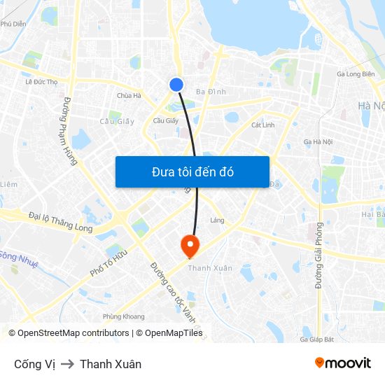 Cống Vị to Thanh Xuân map