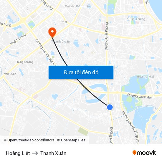 Hoàng Liệt to Thanh Xuân map