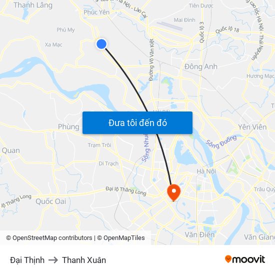 Đại Thịnh to Thanh Xuân map