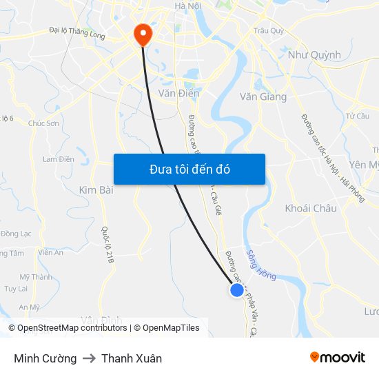 Minh Cường to Thanh Xuân map