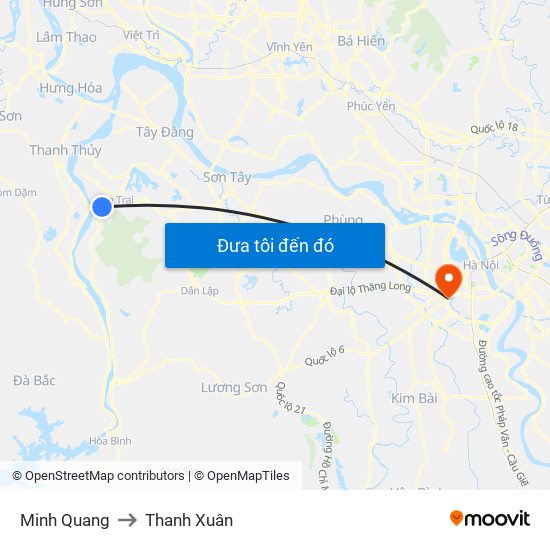 Minh Quang to Thanh Xuân map