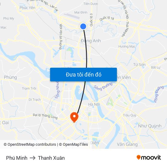 Phú Minh to Thanh Xuân map