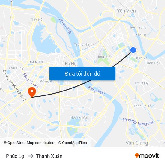 Phúc Lợi to Thanh Xuân map