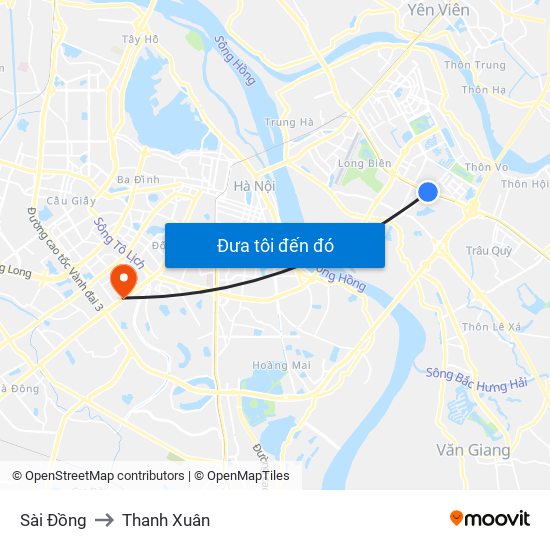 Sài Đồng to Thanh Xuân map