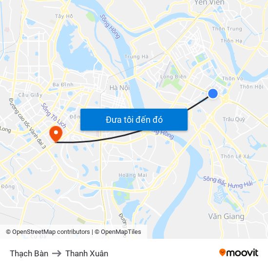 Thạch Bàn to Thanh Xuân map