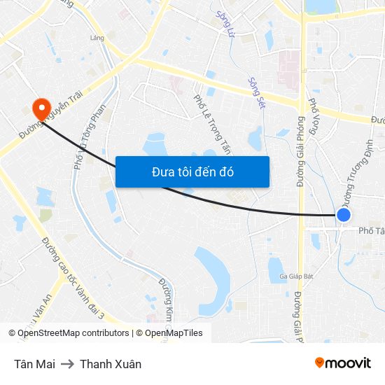 Tân Mai to Thanh Xuân map