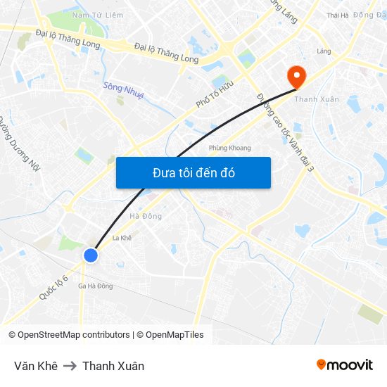 Văn Khê to Thanh Xuân map