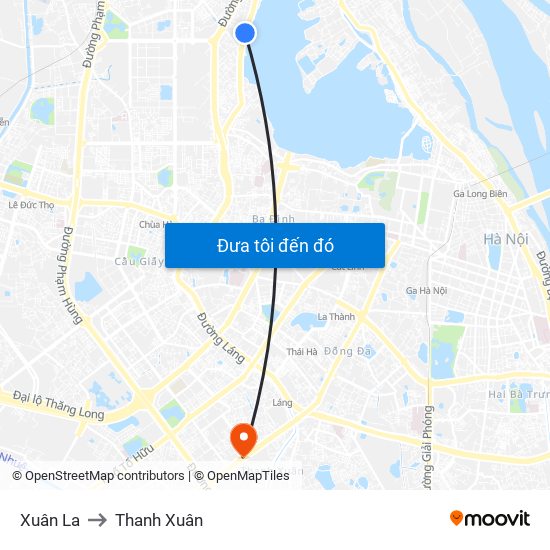 Xuân La to Thanh Xuân map