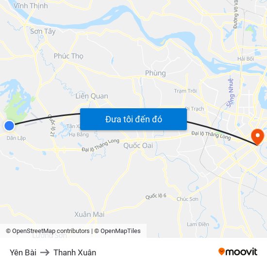 Yên Bài to Thanh Xuân map