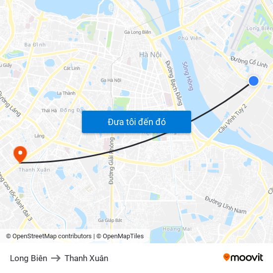 Long Biên to Thanh Xuân map