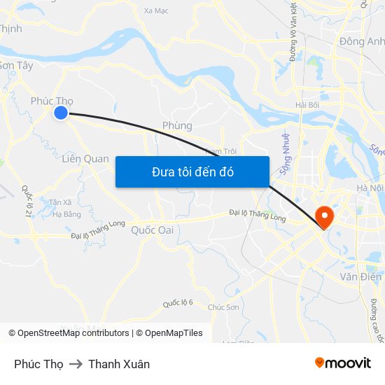 Phúc Thọ to Thanh Xuân map