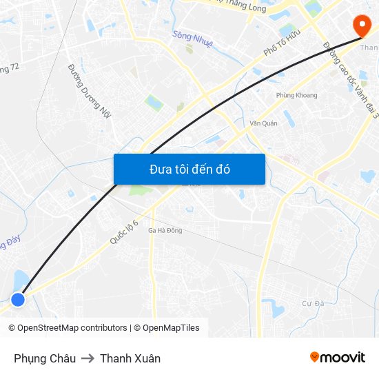 Phụng Châu to Thanh Xuân map