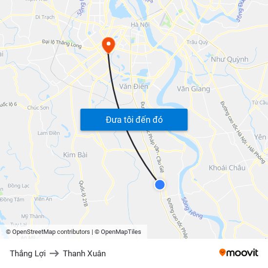 Thắng Lợi to Thanh Xuân map