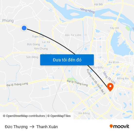 Đức Thượng to Thanh Xuân map