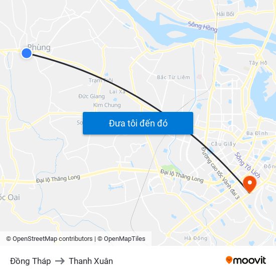 Đồng Tháp to Thanh Xuân map