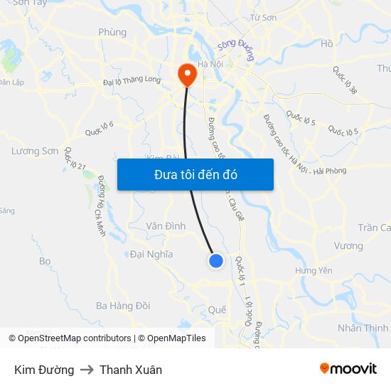 Kim Đường to Thanh Xuân map