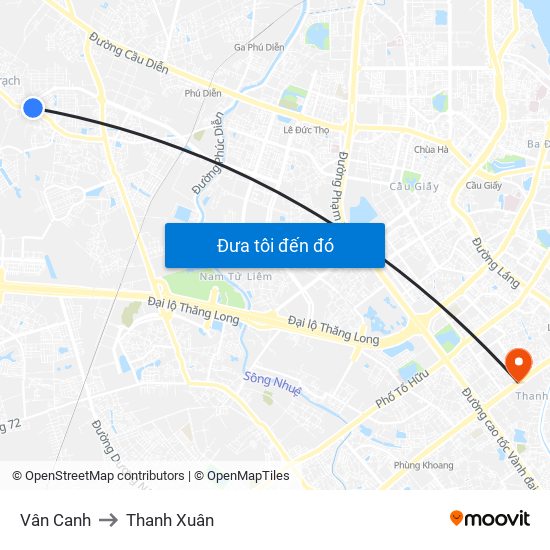 Vân Canh to Thanh Xuân map