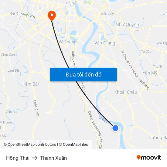 Hồng Thái to Thanh Xuân map