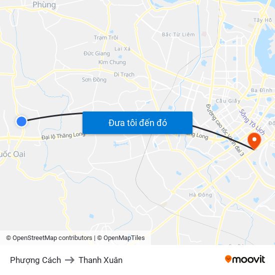 Phượng Cách to Thanh Xuân map