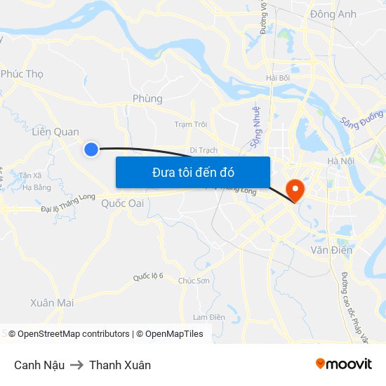 Canh Nậu to Thanh Xuân map