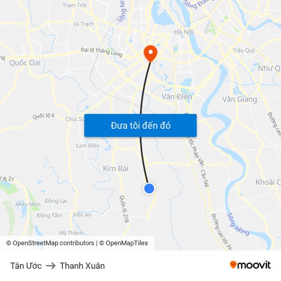 Tân Ước to Thanh Xuân map