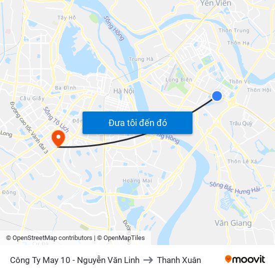 Công Ty May 10 - Nguyễn Văn Linh to Thanh Xuân map