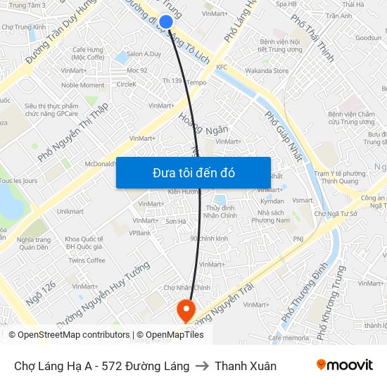 Chợ Láng Hạ A - 572 Đường Láng to Thanh Xuân map