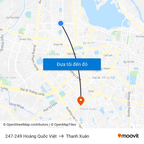 247-249 Hoàng Quốc Việt to Thanh Xuân map