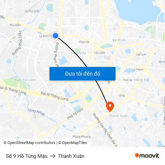Số 9 Hồ Tùng Mậu to Thanh Xuân map