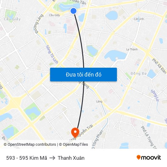593 - 595 Kim Mã to Thanh Xuân map