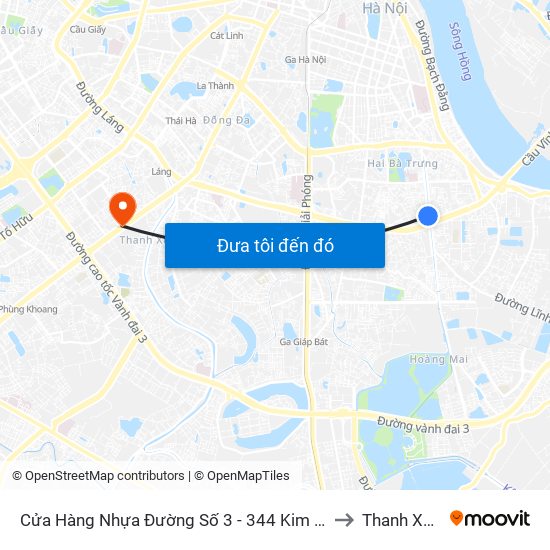 Cửa Hàng Nhựa Đường Số 3 - 344 Kim Ngưu to Thanh Xuân map