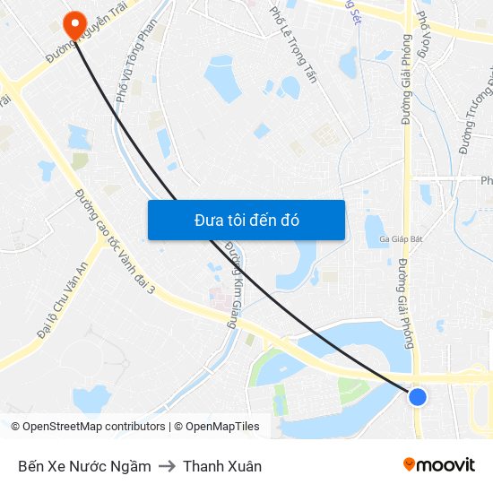 Bến Xe Nước Ngầm to Thanh Xuân map