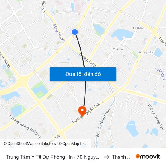 Trung Tâm Y Tế Dự Phòng Hn - 70 Nguyễn Chí Thanh to Thanh Xuân map