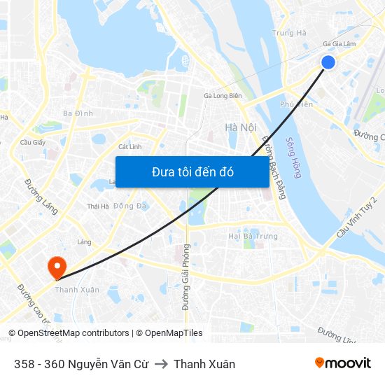 358 - 360 Nguyễn Văn Cừ to Thanh Xuân map
