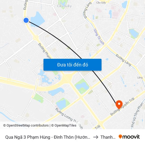 Qua Ngã 3 Phạm Hùng - Đình Thôn (Hướng Đi Phạm Văn Đồng) to Thanh Xuân map